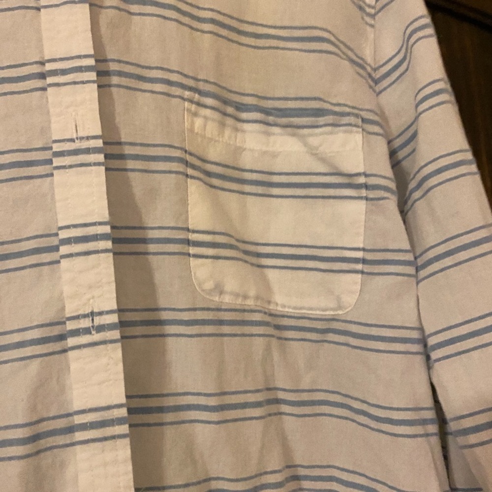 Faded Glory White & Blue Long Sleeve